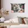 Tijger - Wilde dieren - Bloemen - Jungle Wandkleed katoen klein -sfeer1