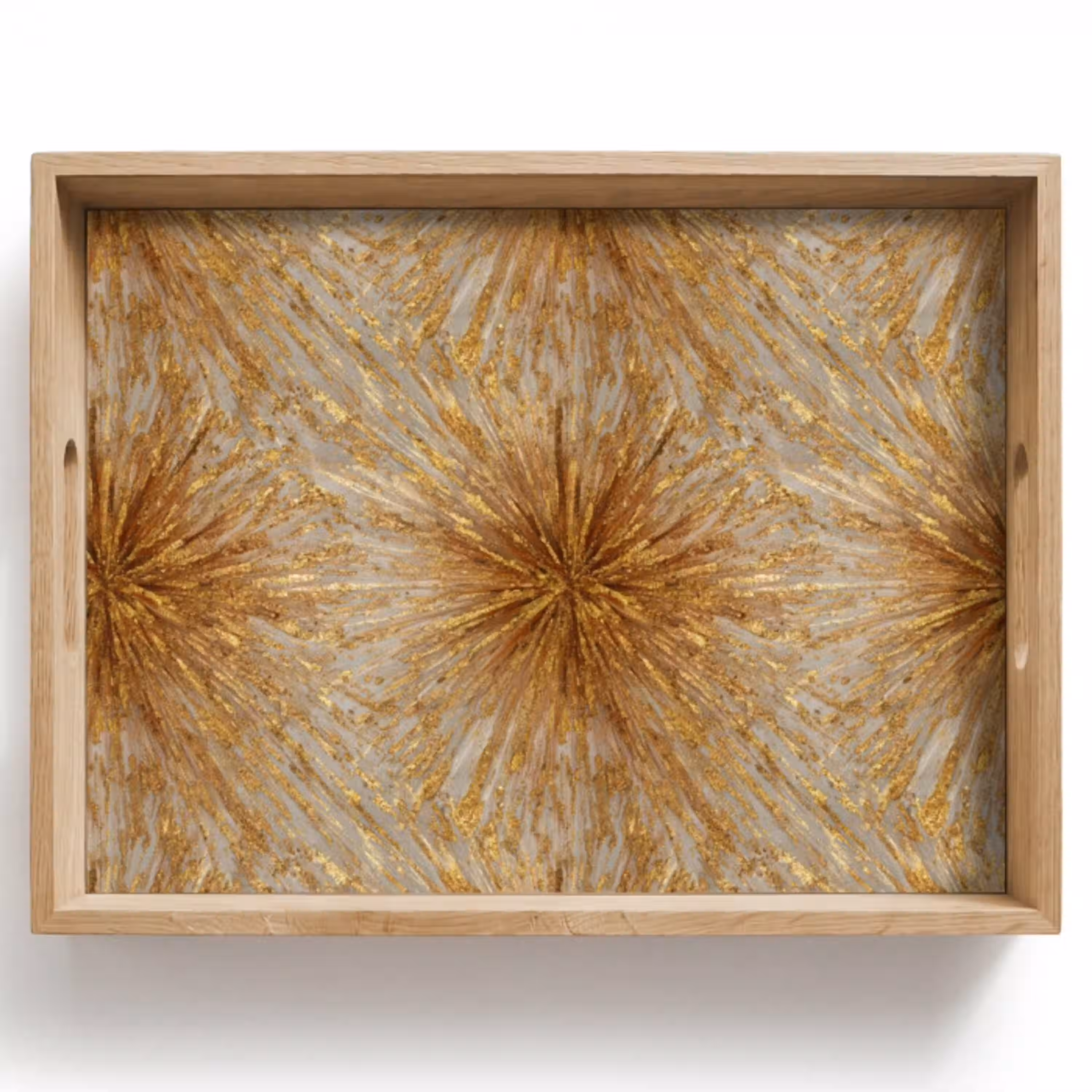 Explosie - Abstract - Goud - Wit Dienblad Rechthoek middel 911 -z3d_shopping
