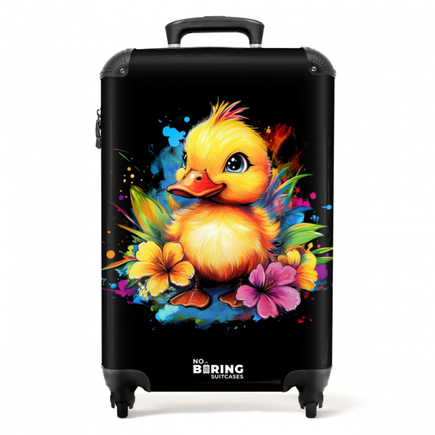 Eend met tropische bloemen NBS - Handbagage koffer - Unisex middel -productfoto_recht