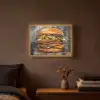 Burger - Eten - Kunst - Grijs - Graffiti Light Box met batterij (Wandlamp) middel -sfeer4