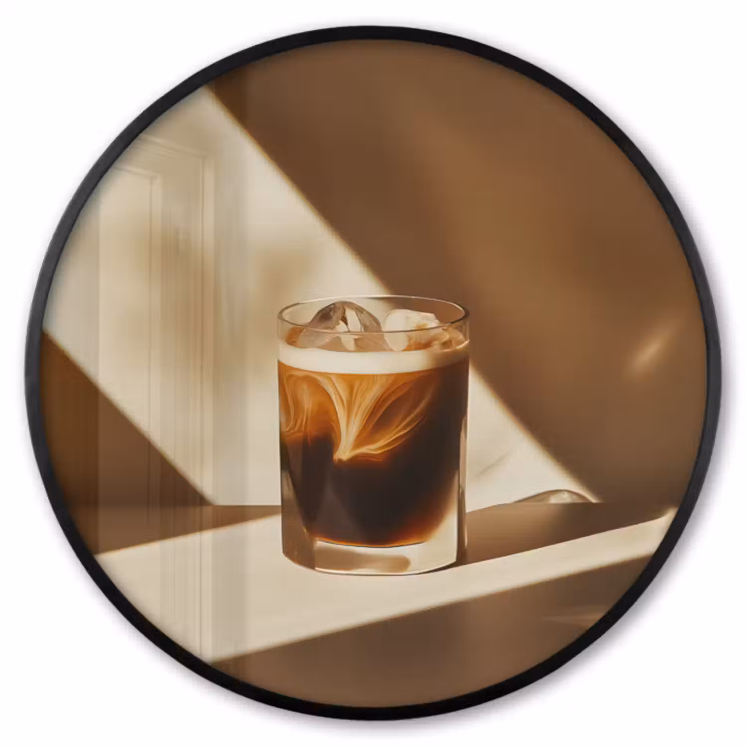 Ronde fotolijst - Glas - Ijskoffie - Schaduw - Bruin