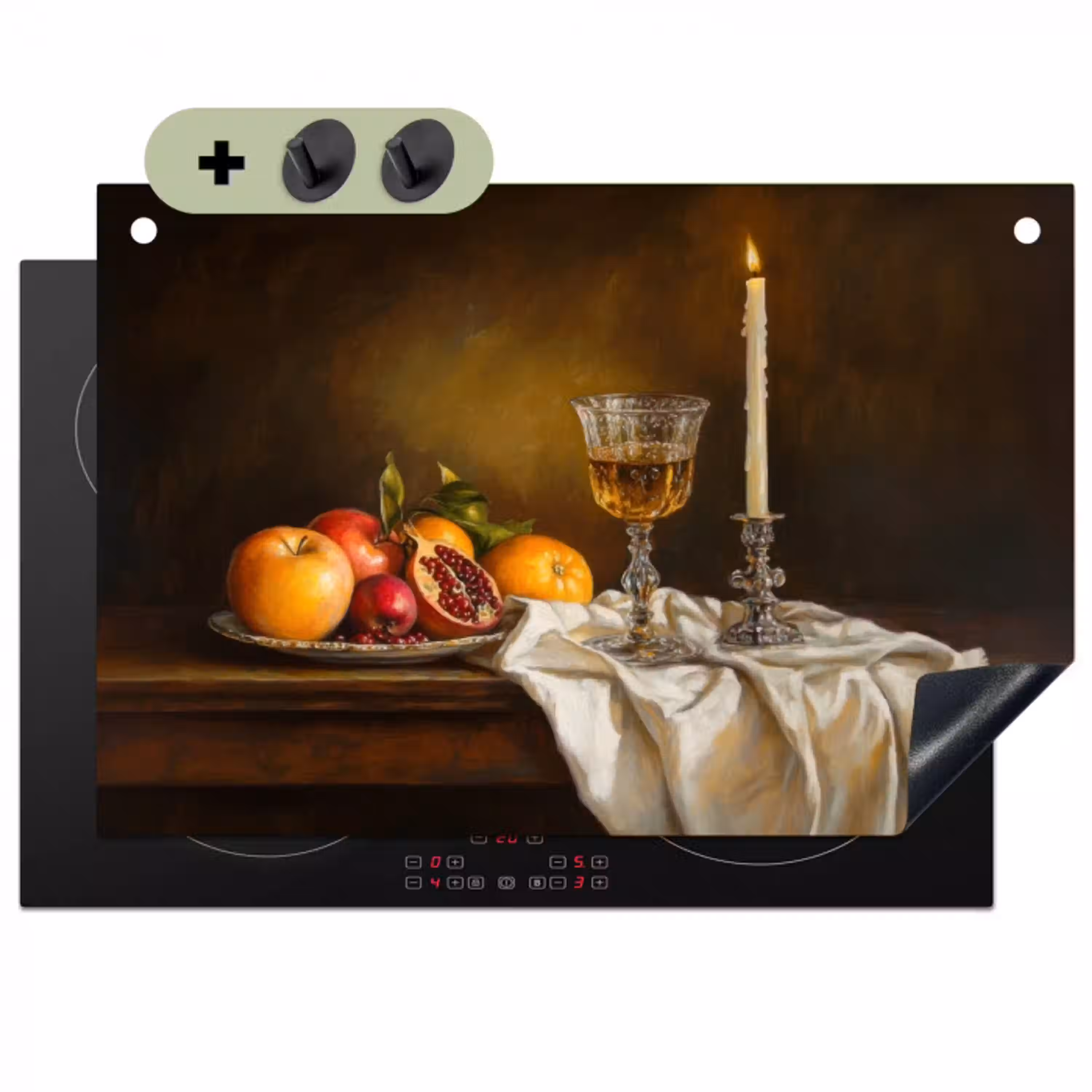 Fruit -  Stilleven - Wijn - Kaars Inductie beschemer met haakjes klein -3d