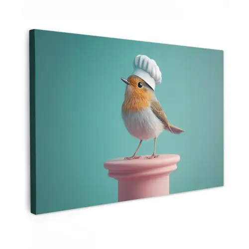 Roodborstje - Vogel - Koksmuts - Sokkel canvas 2cm klein -z3d