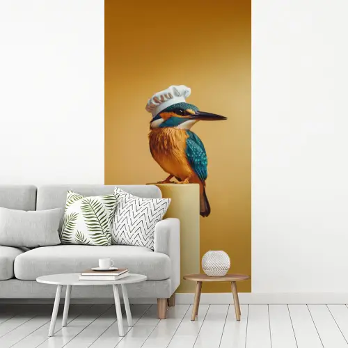 Ijsvogel - Pilaar - Koksmuts - Vogel fotobehang vinyl groot -woonkamer