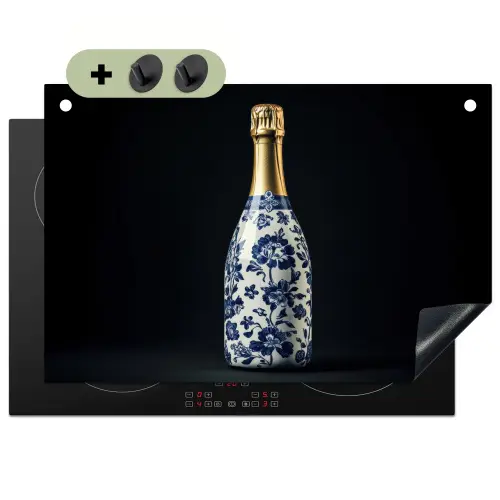 Champagne - Bloemen - Goud - Chique Inductie beschemer met haakjes klein -3d