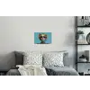 Vrouw - Blauw - Vlinder - Bloemen - Aesthetic Muursticker klein -slaapkamer