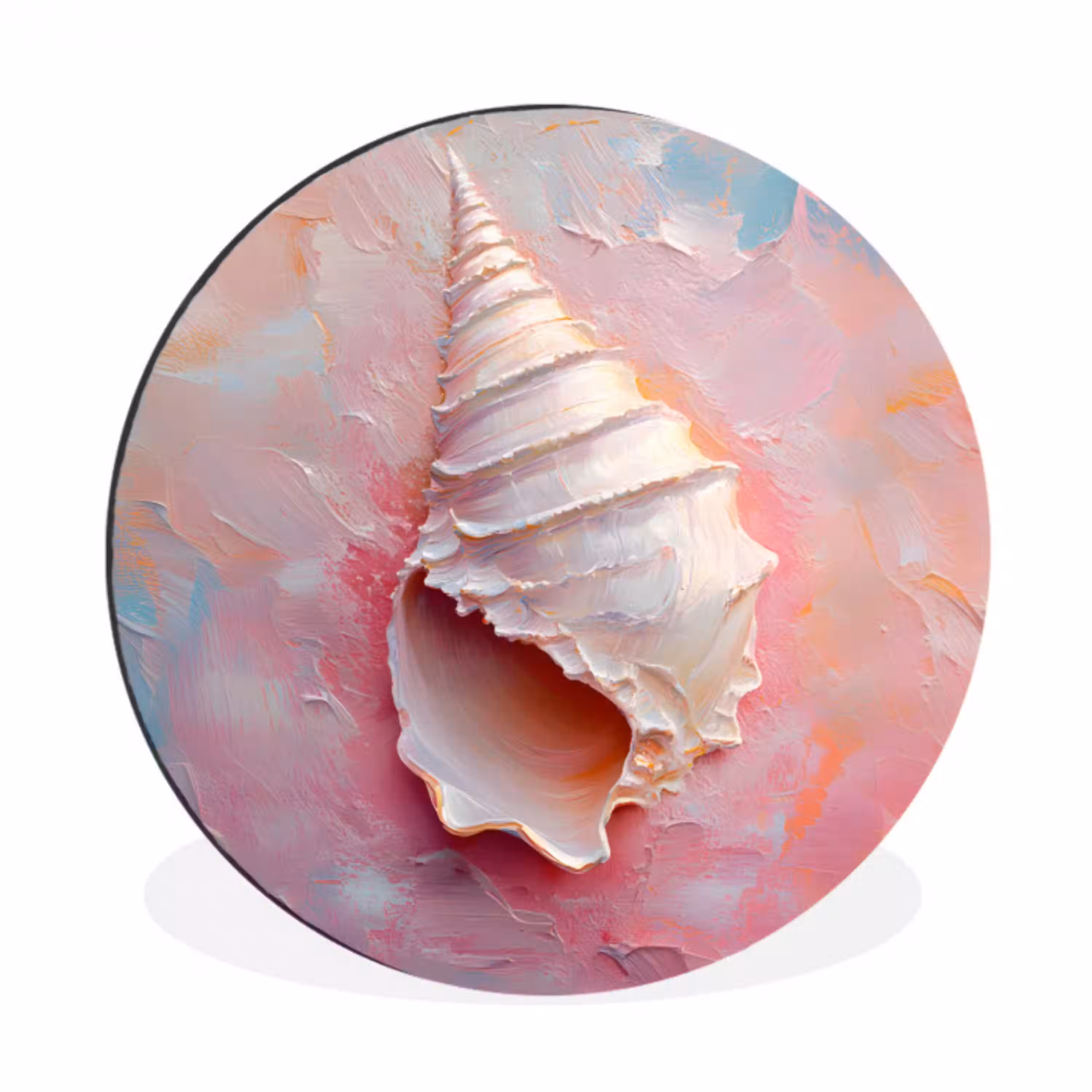 Schelp - Pastel - Pink Wandcirkel aluminium klein -3d