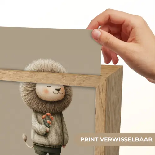 Leeuw - Oranje bloemen - Vriendelijk Light Box met kabel (Kinderlampje) klein -USP_websiteprintNL