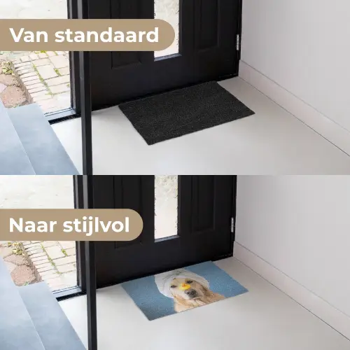 Hond - Badeend - Geel Deurmat klein -voor-na_NL