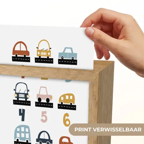 Getallen - Educatief - Leren tellen - Cijfers oefenen voor kinderen - Auto's - Voertuigen Light Box met kabel (Wandlamp kind) klein -USP_websiteprintNL