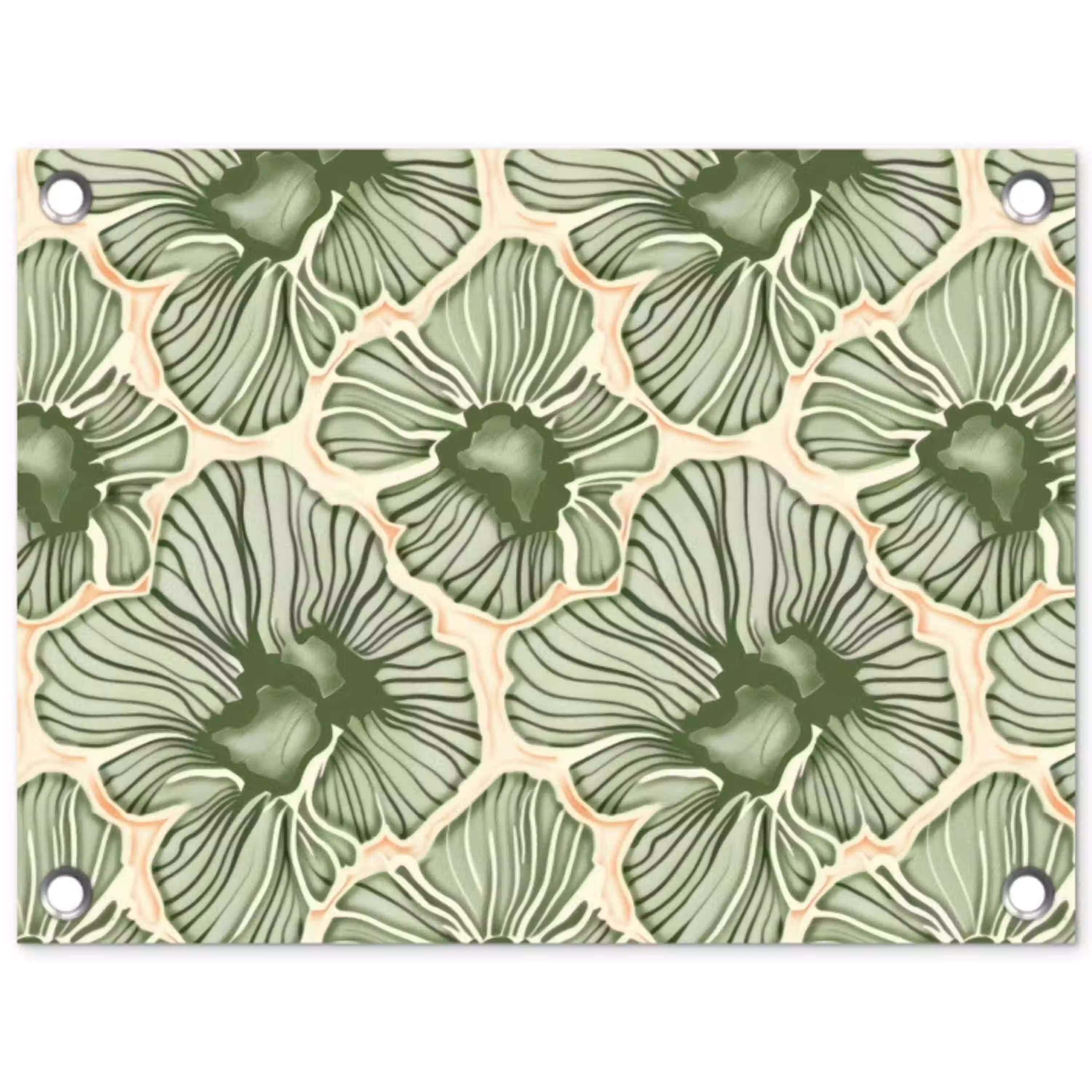 Groen - Botanisch - Bloemen - Organisch - Patroon tuinposter los doek klein 239 -3d