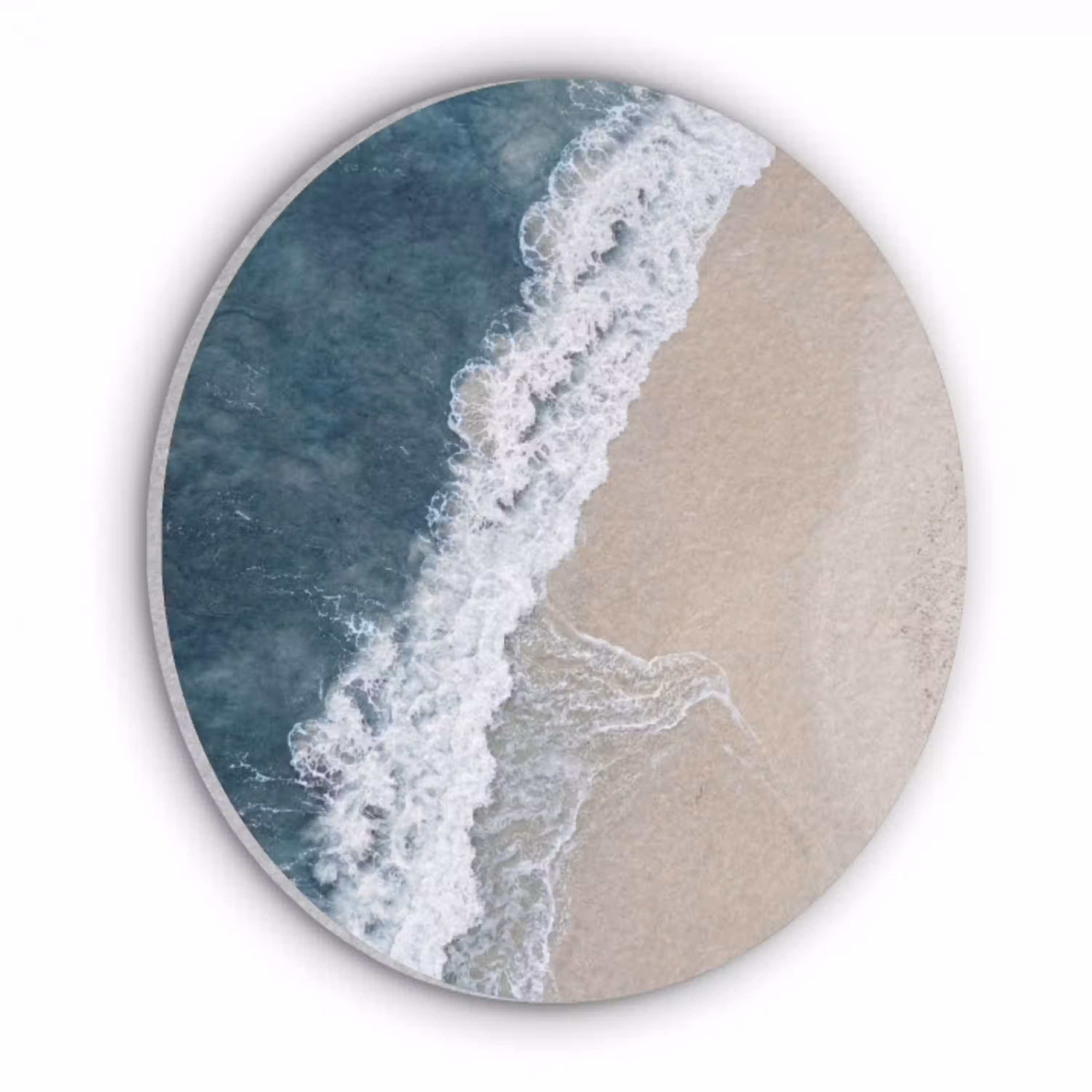 Strand - Zee - Golven Akoestische PET Vilt - Rond klein -3d