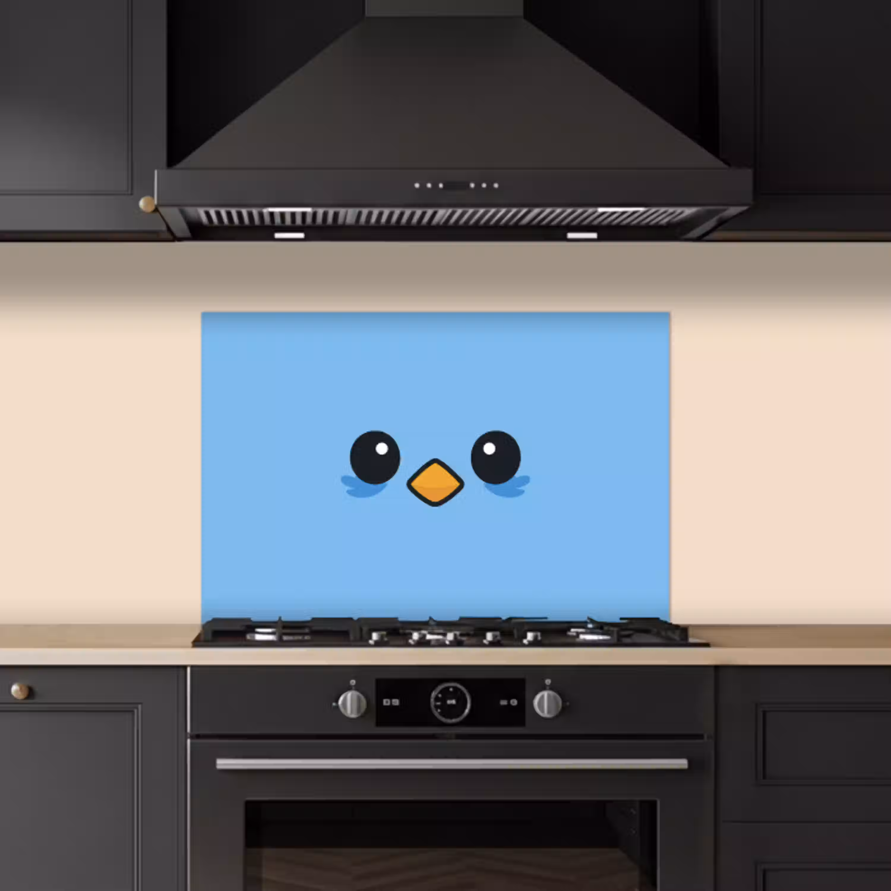 Vogel - Blauw - Eenvoudig keuken achterwand spatscherm klein -sfeer1