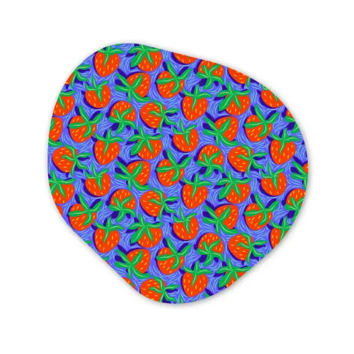 Aardbei - Rood - Blauw - Patroon Wandcirkel Organisch Forex 3mm klein 629 -3d