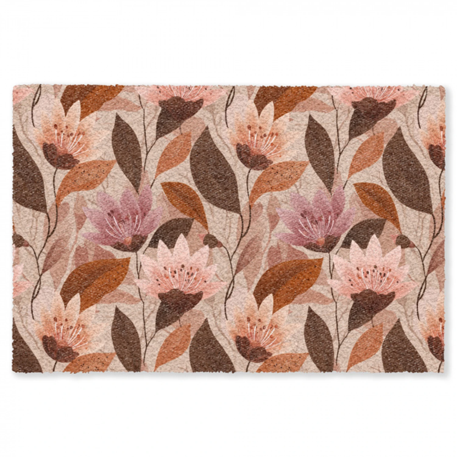 Bloemen - Bladeren - Bruin Vloerkleed Rechthoek klein 1091 -3d