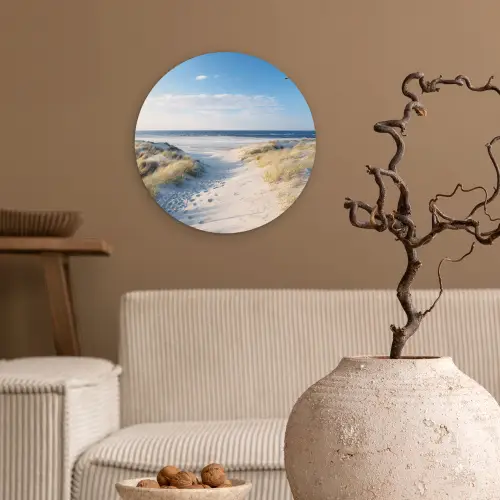 Duin - Meeuw - Strand - Zee - Zon Wandcirkel kunststof plaat 5mm dik klein -sfeer1