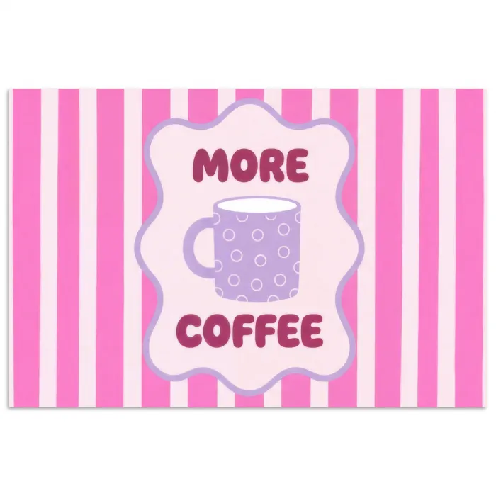 More coffee - Roze - Paars - Strepen - Mok poster papier klein -3d