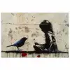 Street art - Meisje - Vogel - Graffiti - Banksy poster papier klein -3d