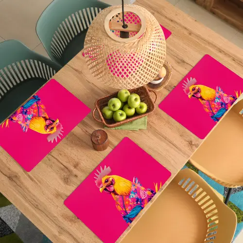 Haan - Kleurrijk - Kimono - Roze Placemat vinyl groot -zzsfeer5_Kitchenyeah-website