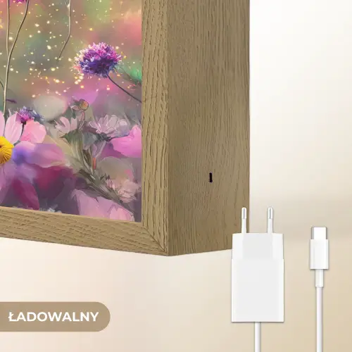 Hond - Bloemen - Natuur - Puppy - Bordercollie Light Box met batterij (Wandlamp kind) middel -USP_websiteoplaadbaarNL