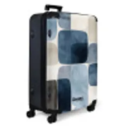 Patroon - Blauw - Vierkanten NBS - Large koffer - Volwassenen Unisex groot -product1