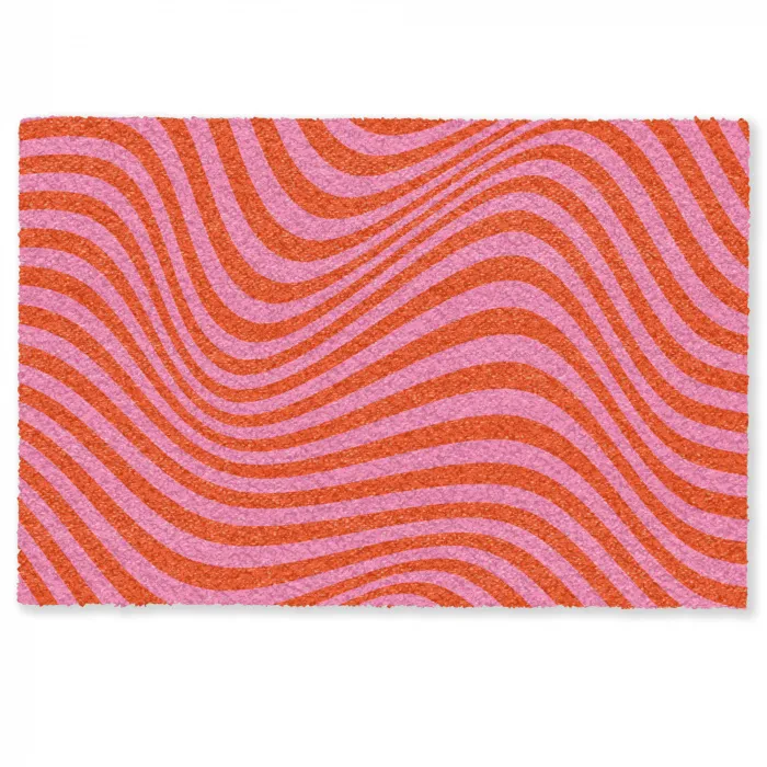 Golvend patroon - Rood - Roze - Lijnen Deurmat klein -zkaufland3d