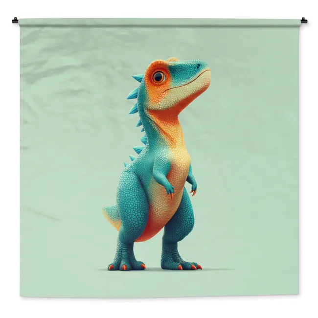 Wandkleed - Cartoon - Dino - Oranje - Stekels