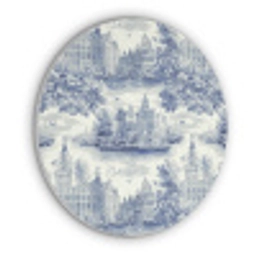 Huizen - Bomen - Water - Vogels - Blauw Akoestische PET Vilt - Rond klein 838 -3d