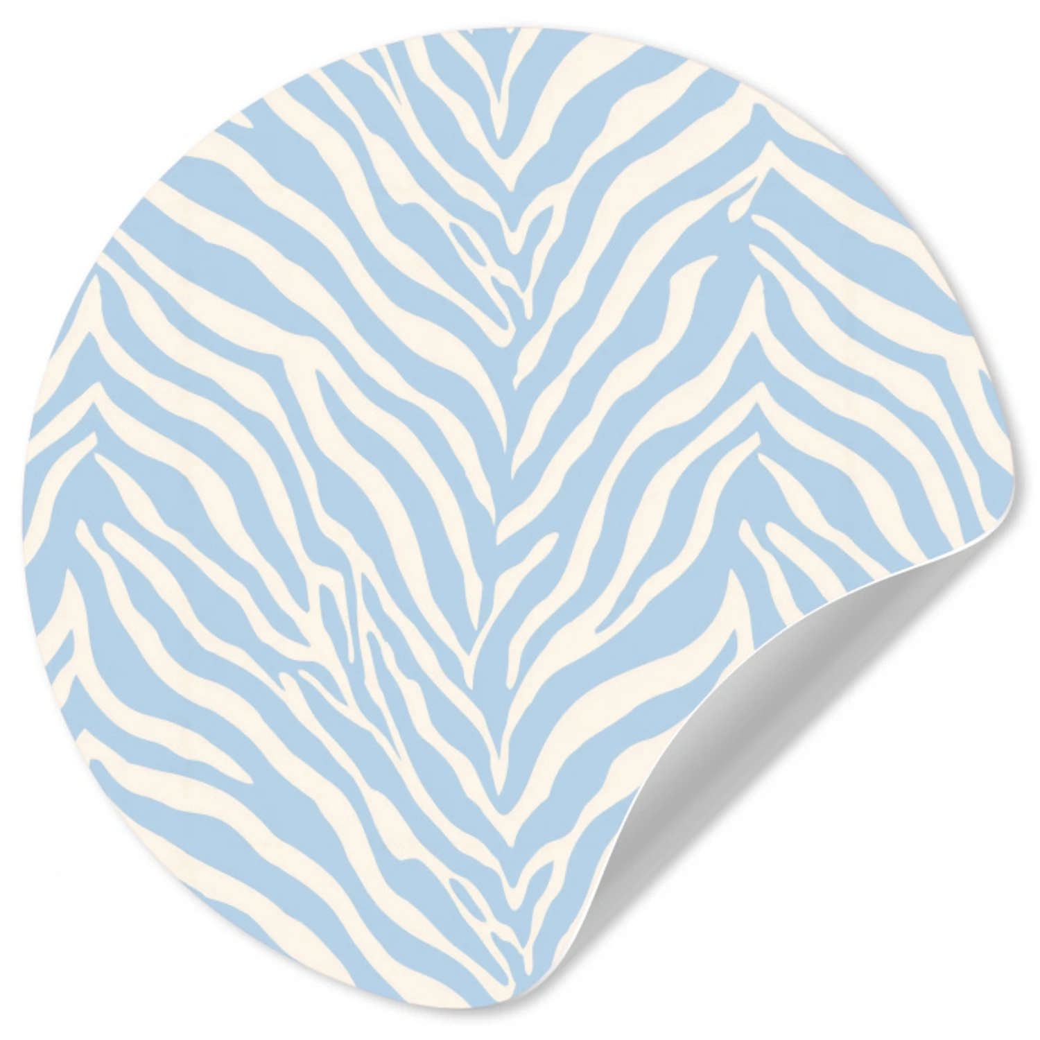 Zebra - Motief - Blauw - Wit Wandcirkel behangsticker klein 186 -3d