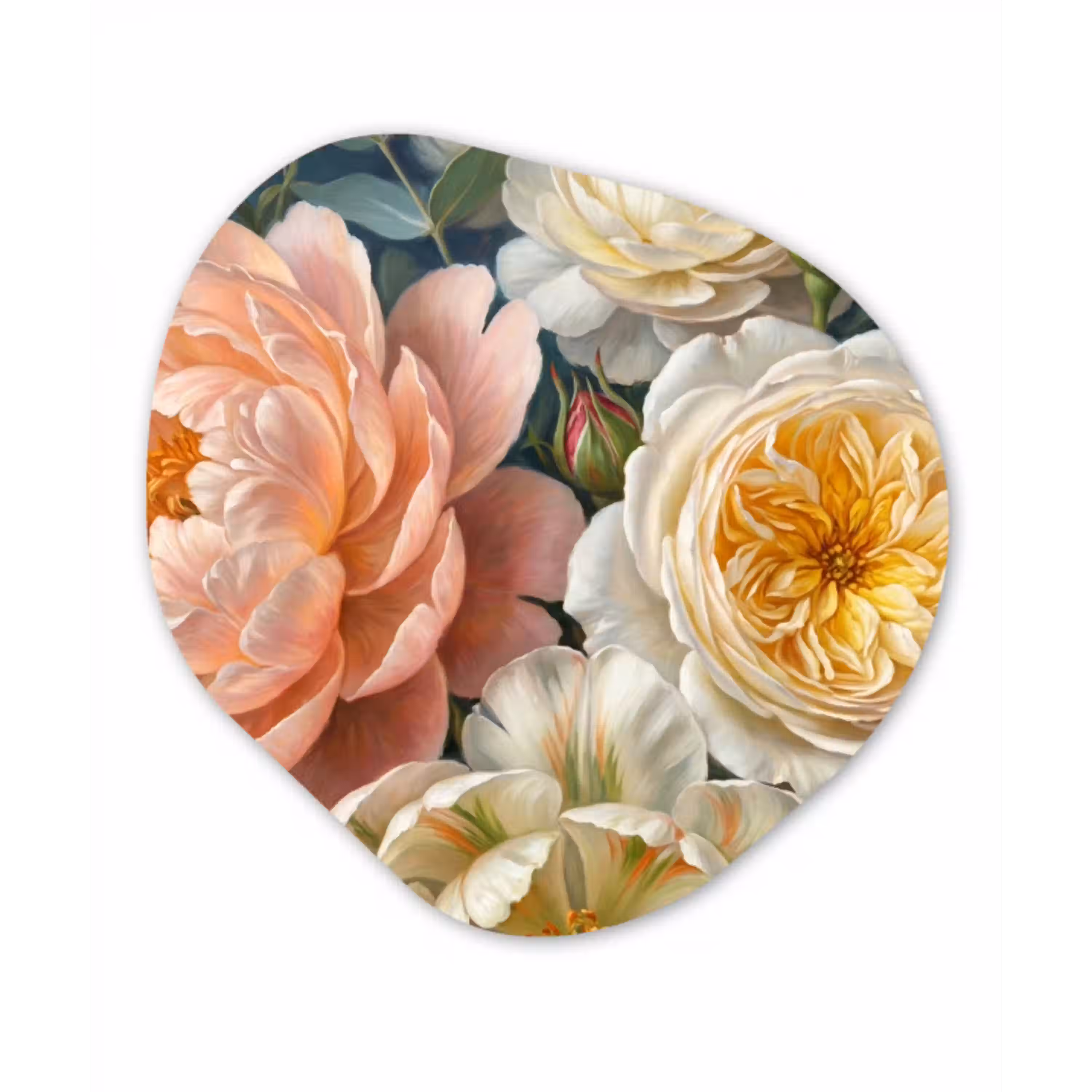 Bloemen - Boeket - Natuur - Klassiek - Kleurrijk Wandcirkel Organisch Aluminium middel -3d
