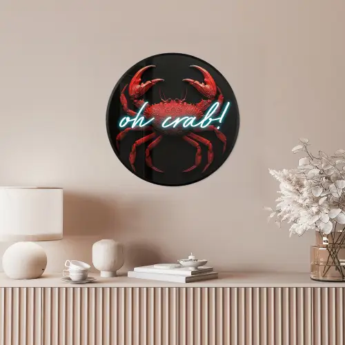 Krab - Rood - Neon - Quote Fotolijst rond zonder passe partout klein -sfeer3