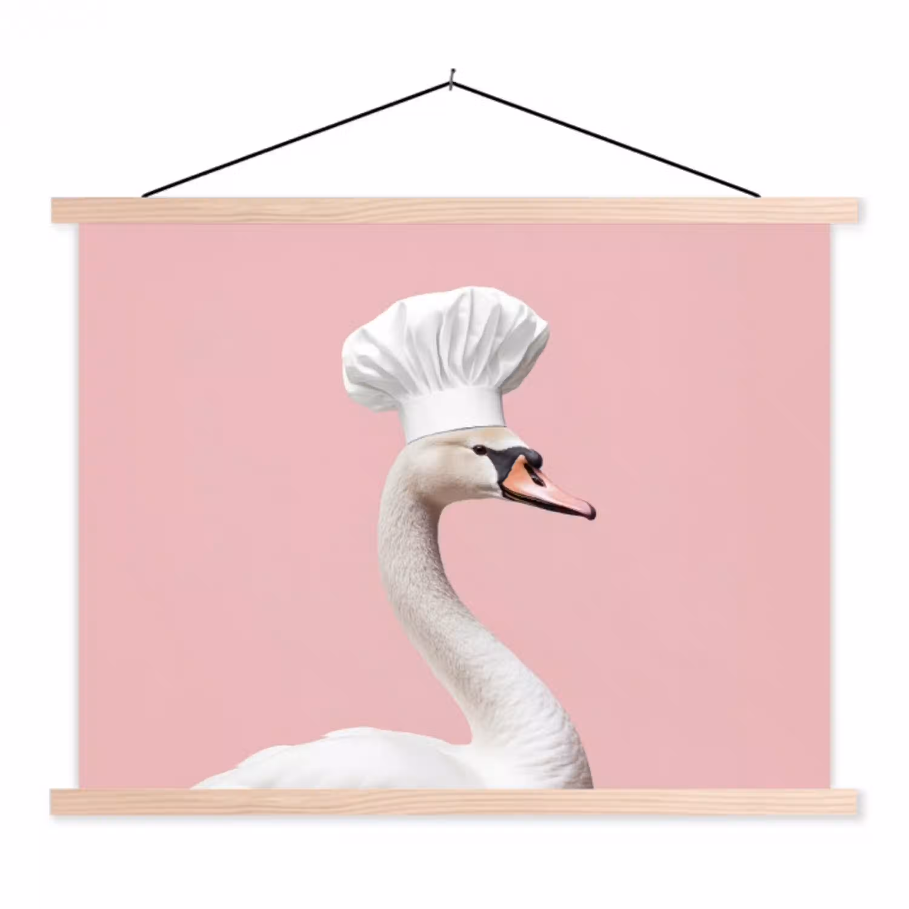 Zwaan - Koksmuts - Mooi - Klassiek textielposter latten blank klein -3d