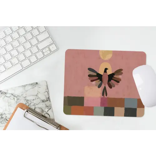 Illustratie - Vogel - Vlakken - Kleurrijk muismat rubber klein -witbureau