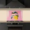 Vogel - Roze - Geel - Blauw keuken achterwand spatscherm klein -sfeer1