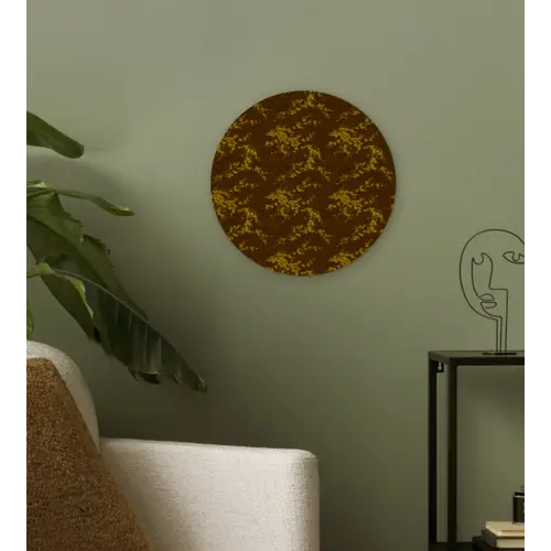 Bruin - Bloemen - Goud Wandcirkel plexiglas klein 852 -sfeer3