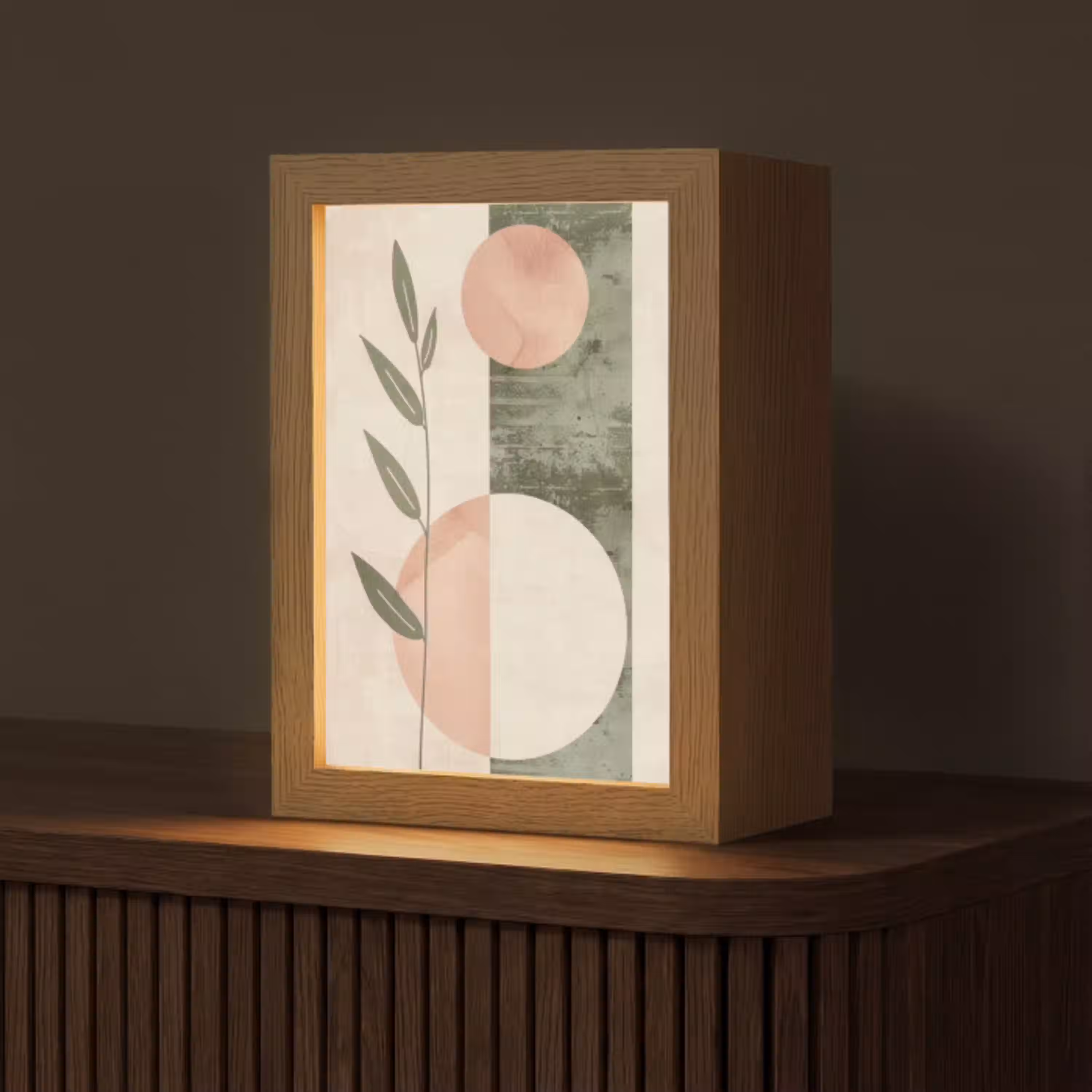 Geometrisch - Roze - Groen - Natuur Light Box met kabel (Tafellamp) klein -z3d_website