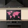Wereldkaart - Roze - Marmer keuken achterwand spatscherm klein -sfeer1