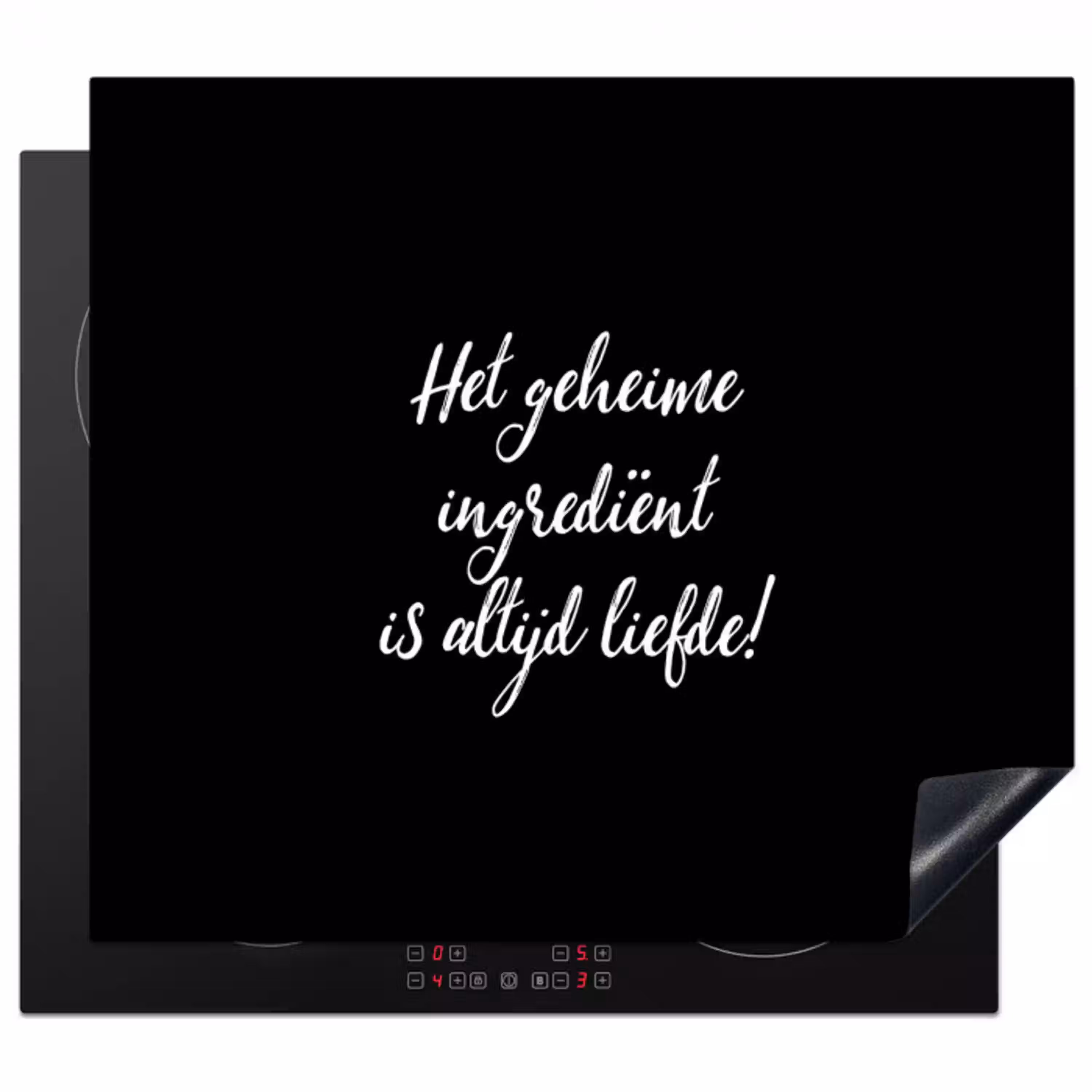 Quotes - Koken - Het geheime ingrediënt is altijd liefde! - Spreuken - Liefde Inductie beschermer vinyl 3mm klein -3d