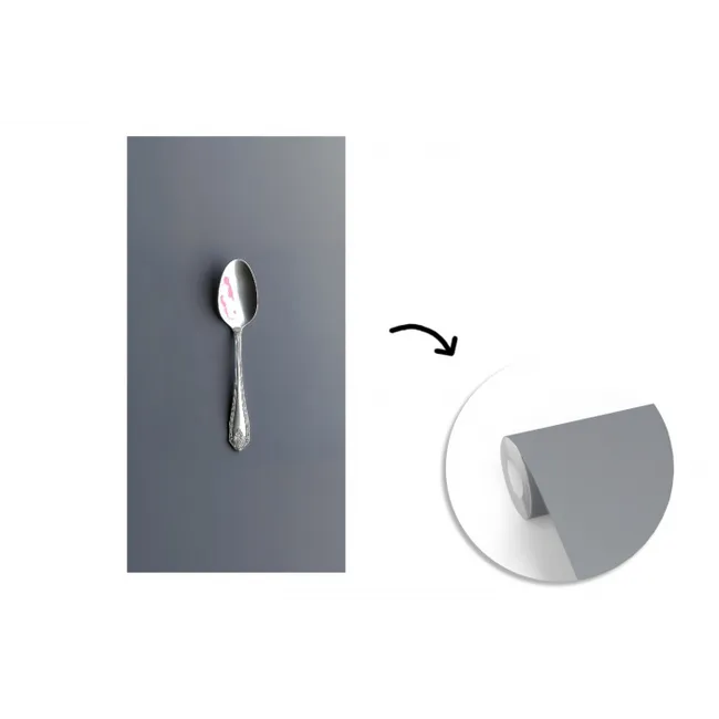 Zilver - Metaal - Lepel fotobehang vinyl groot -3d