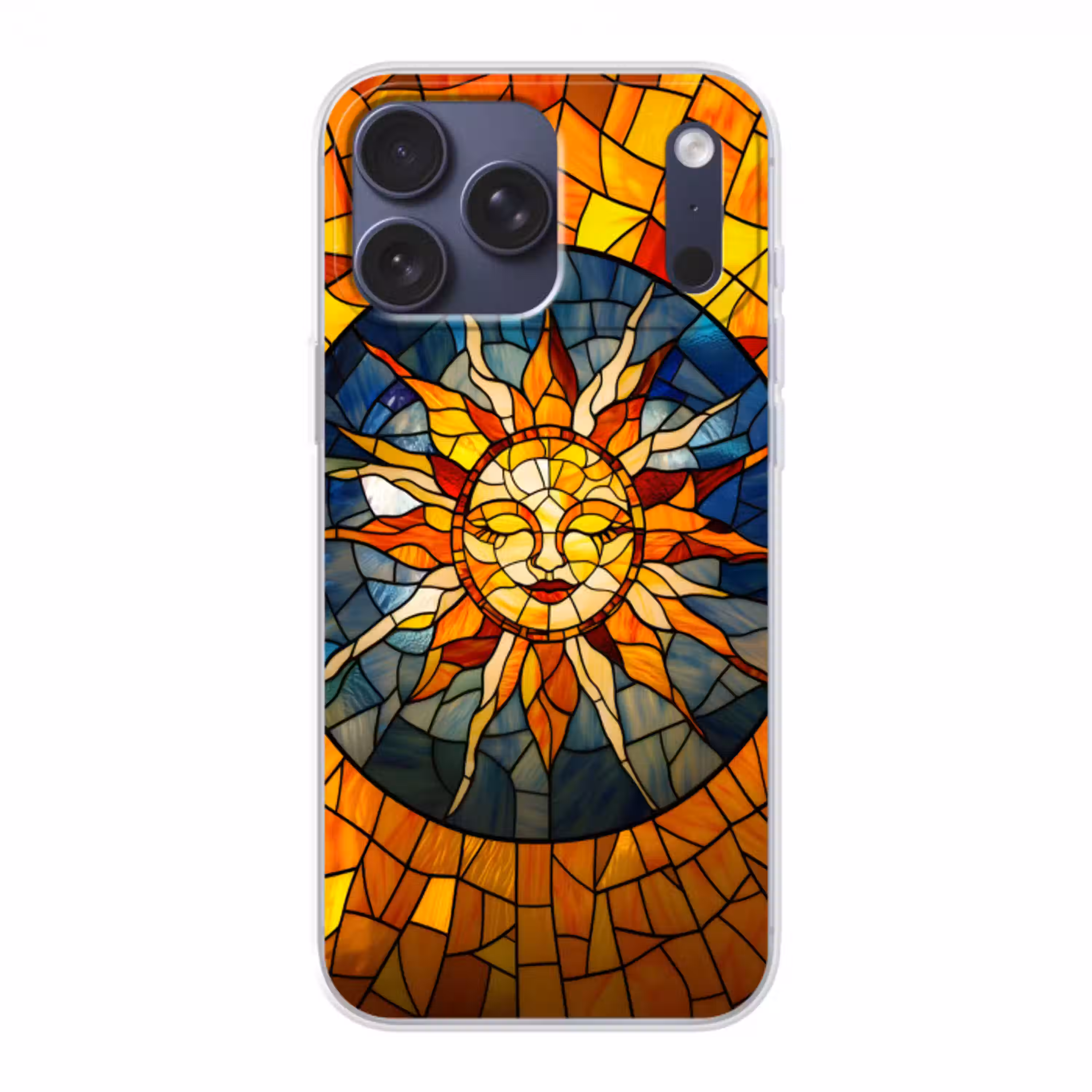 Mozaïek - Zon - Geel - Cirkel Telefoonhoesje iPhone 17 Pro Max klein -3d