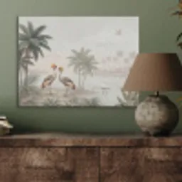 Kraanvogels - Palmbomen - Tropisch PET vilt klein -sfeer2