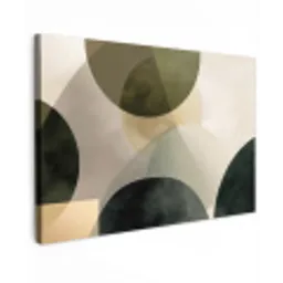 Vlakken - Abstract - Beige - Cirkels Tuinposter op houten frame 2 cm dik klein -3d
