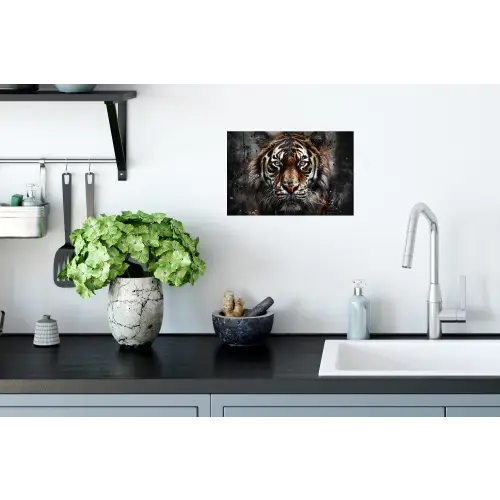 Tijger - Dieren - Portret - Luxe - Zwart Muursticker klein -keuken