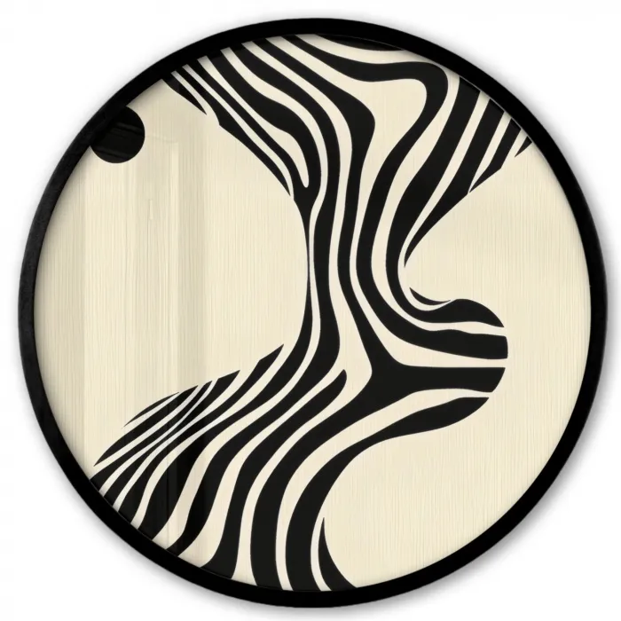 Beige - Lijnen - Golvend -  Abstract Fotolijst rond zonder passe partout klein -3d