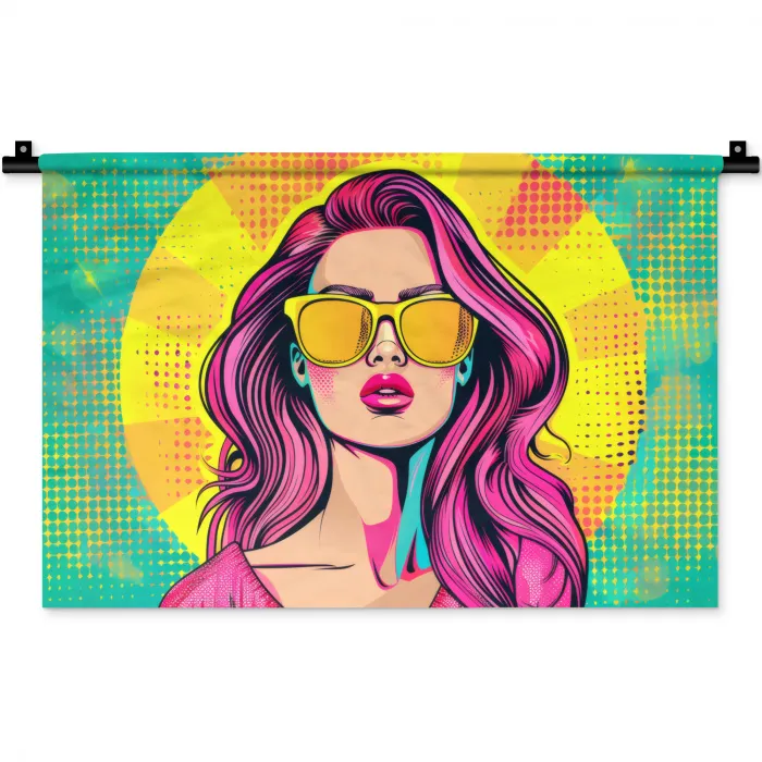 Zonnebril - Vrouw - Zonnig - Geel Wandkleed katoen klein -zz3d