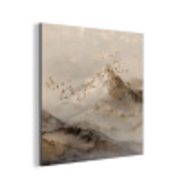 Berglandschap - Mist  - Penseelstreken aluminium wit klein -3d