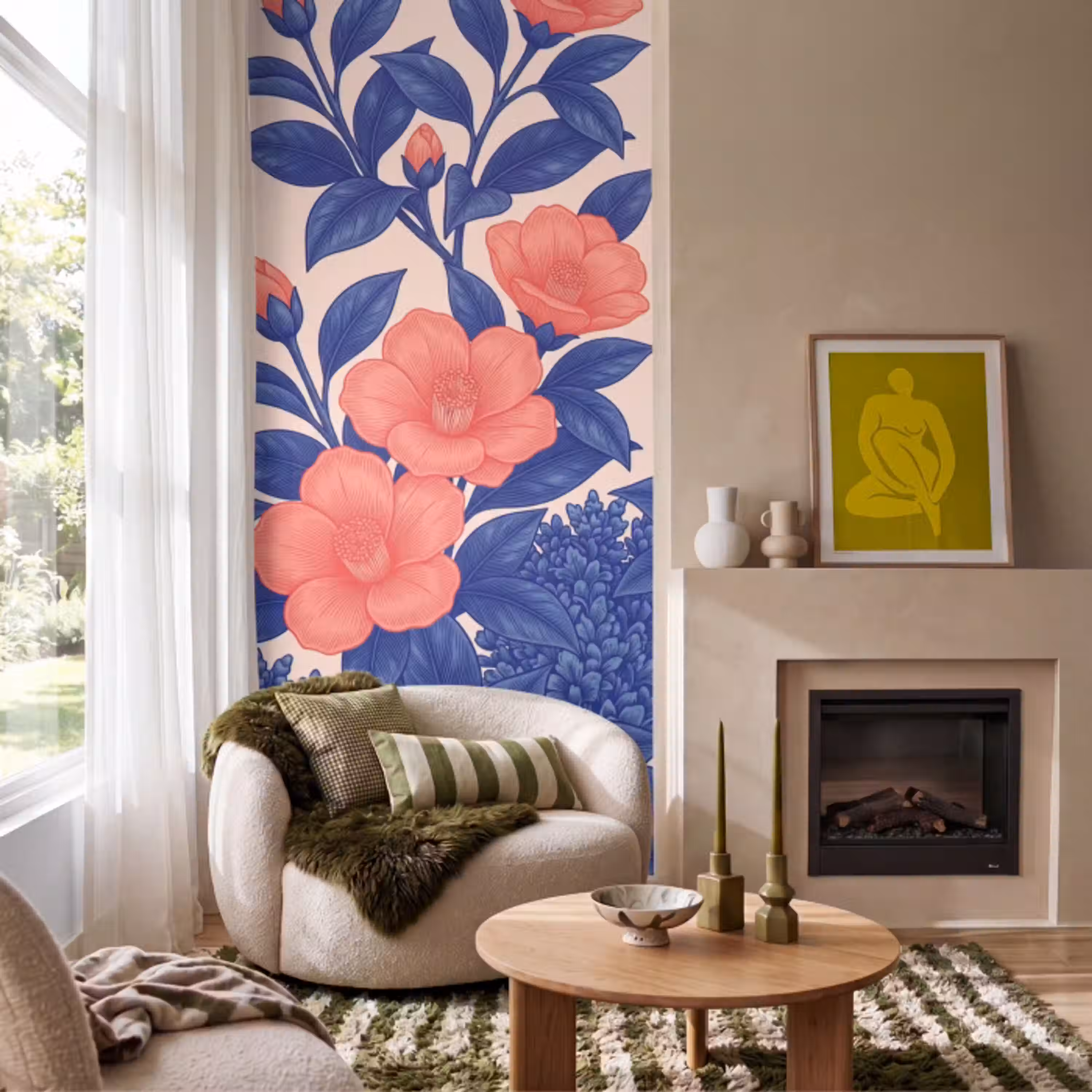 Bloemen - Bladeren - Botanisch Behang Vlies klein -sfeer2