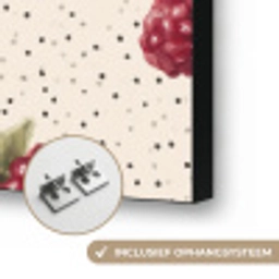 Framboos - Stippen - Rood Textielframe zwart klein 947 -USP_ophangsysteemNL