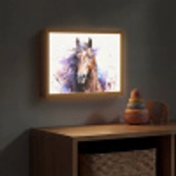 Paard - Dieren - Meisjes - Paars - Bruin Light Box met batterij (Wandlamp kind) middel -sfeer5_kind
