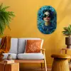 Vrouw - Bloemen - Vlinders - Blauw - Abstract Wandcirkel Ovaal Forex klein -sfeer4